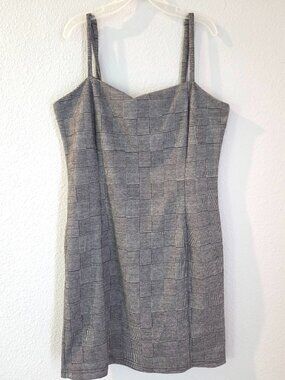 Forever 21 Women's Black and Gray Plaid Spaghetti strap Mini Dress Size Large